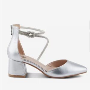 Patrizia Eluned Silver Sparkly Women's Ankle Strap Dress Shoes By Spring Step